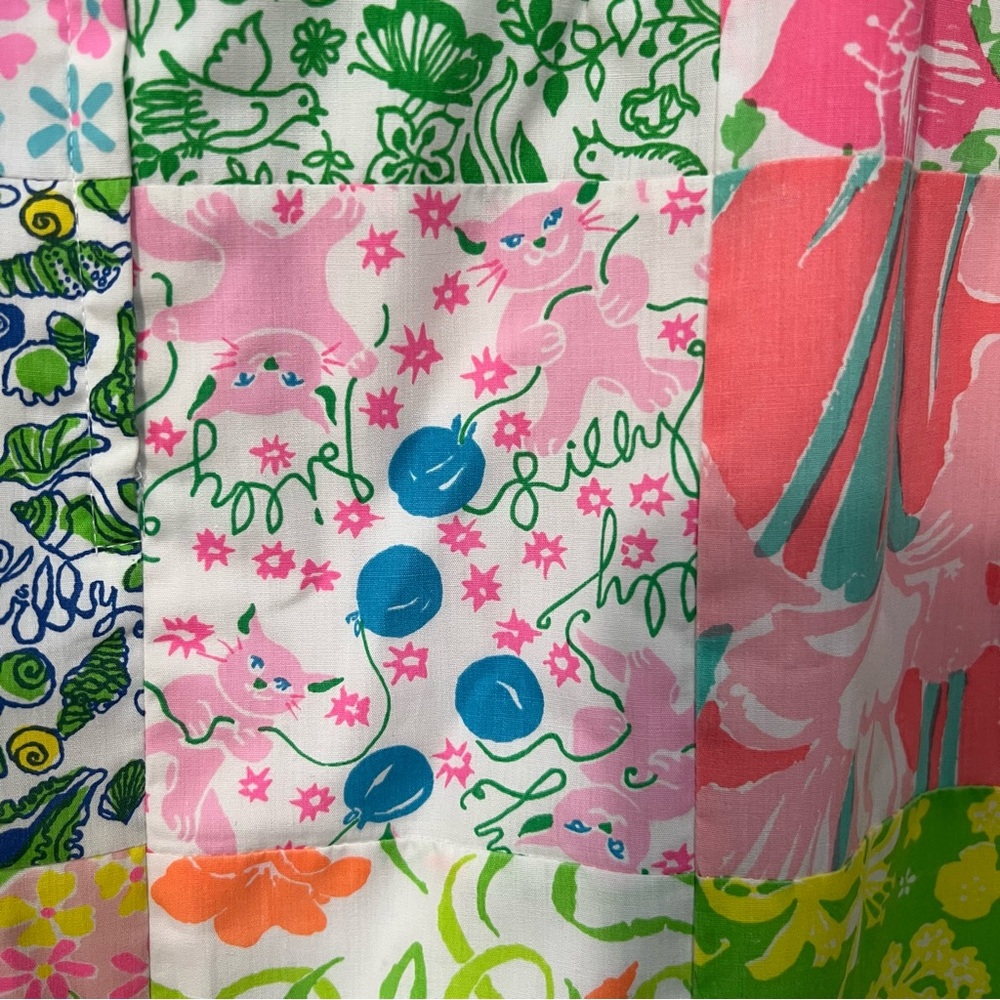 Vintage 70s Lilly Pulitzer Patchwork Midi Skirt Sz 10 Floral Bunnies Berries - Picture 9 of 16
